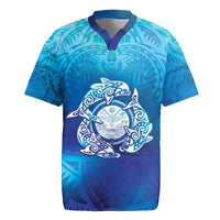 Marshall Islands Manit Day Rugby Jersey Tribal Dolphin With Marshall Seal LT05 Blue - Polynesian Pride
