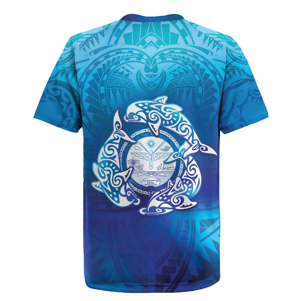 Marshall Islands Manit Day Rugby Jersey Tribal Dolphin With Marshall Seal LT05 - Polynesian Pride