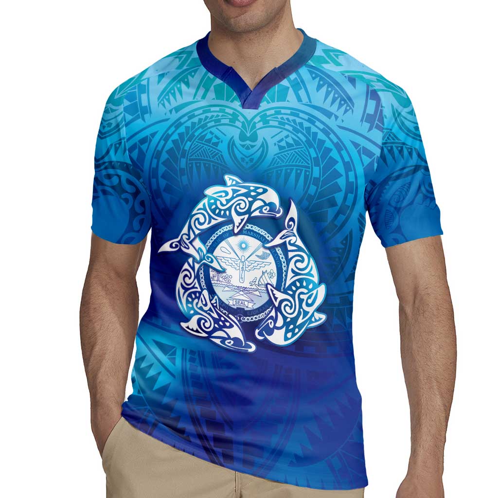 Marshall Islands Manit Day Rugby Jersey Tribal Dolphin With Marshall Seal LT05 - Polynesian Pride