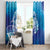 Marshall Islands Manit Day Window Curtain Tribal Dolphin With Marshall Seal - Polynesian Pride