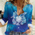 Marshall Islands Manit Day Women Casual Shirt Tribal Dolphin With Marshall Seal - Polynesian Pride