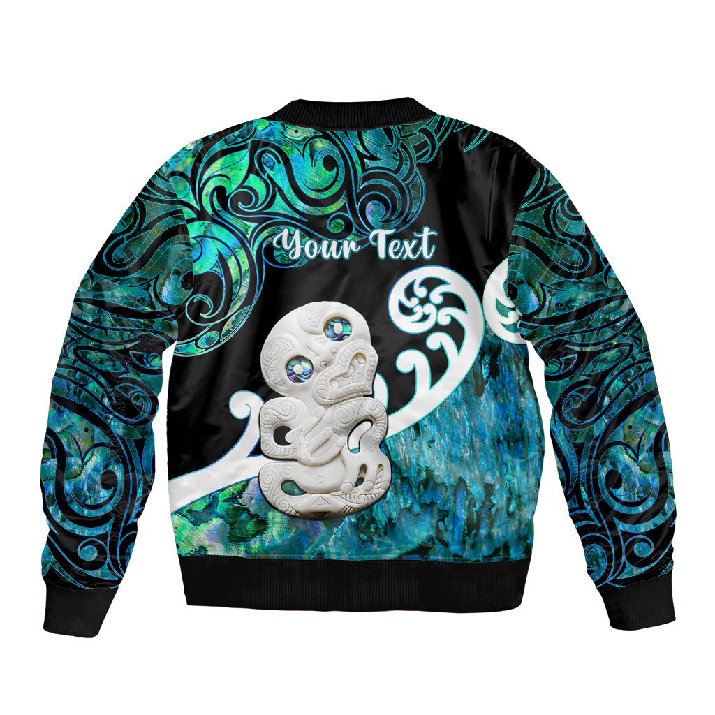 Personalized Aotearoa New Zealand Bomber Jacket Paua Shell Fern Koru With Maori Hei Tiki LT05 - Polynesian Pride