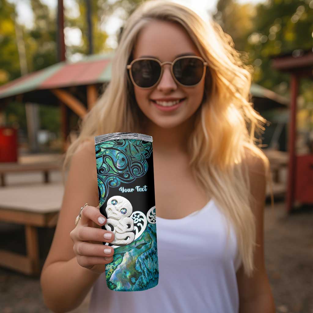 Personalized Aotearoa New Zealand Skinny Tumbler Paua Shell Fern Koru With Maori Hei Tiki LT05 - Polynesian Pride