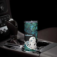 Personalized Aotearoa New Zealand Skinny Tumbler Paua Shell Fern Koru With Maori Hei Tiki LT05 - Polynesian Pride