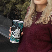Personalized Aotearoa New Zealand Tumbler Cup Paua Shell Fern Koru With Maori Hei Tiki LT05 - Polynesian Pride