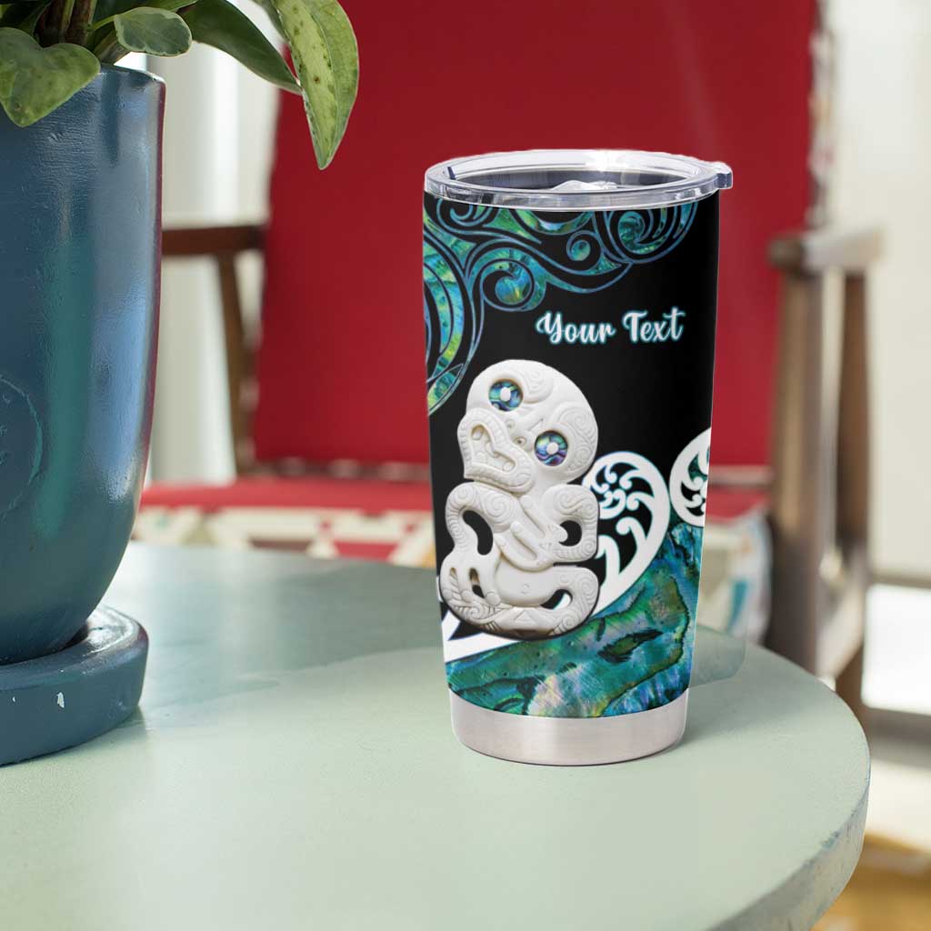 Personalized Aotearoa New Zealand Tumbler Cup Paua Shell Fern Koru With Maori Hei Tiki LT05 - Polynesian Pride