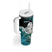Personalized Aotearoa New Zealand Tumbler With Handle Paua Shell Fern Koru With Maori Hei Tiki LT05 - Polynesian Pride