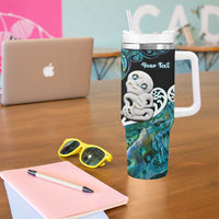 Personalized Aotearoa New Zealand Tumbler With Handle Paua Shell Fern Koru With Maori Hei Tiki LT05 - Polynesian Pride