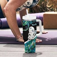 Personalized Aotearoa New Zealand Tumbler With Handle Paua Shell Fern Koru With Maori Hei Tiki LT05 - Polynesian Pride