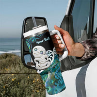 Personalized Aotearoa New Zealand Tumbler With Handle Paua Shell Fern Koru With Maori Hei Tiki LT05 - Polynesian Pride