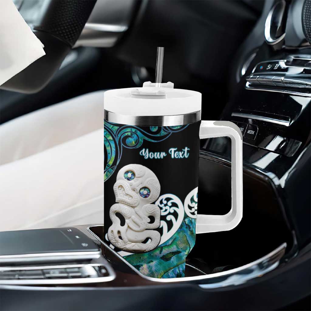 Personalized Aotearoa New Zealand Tumbler With Handle Paua Shell Fern Koru With Maori Hei Tiki LT05 - Polynesian Pride