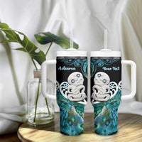 Personalized Aotearoa New Zealand Tumbler With Handle Paua Shell Fern Koru With Maori Hei Tiki LT05 - Polynesian Pride