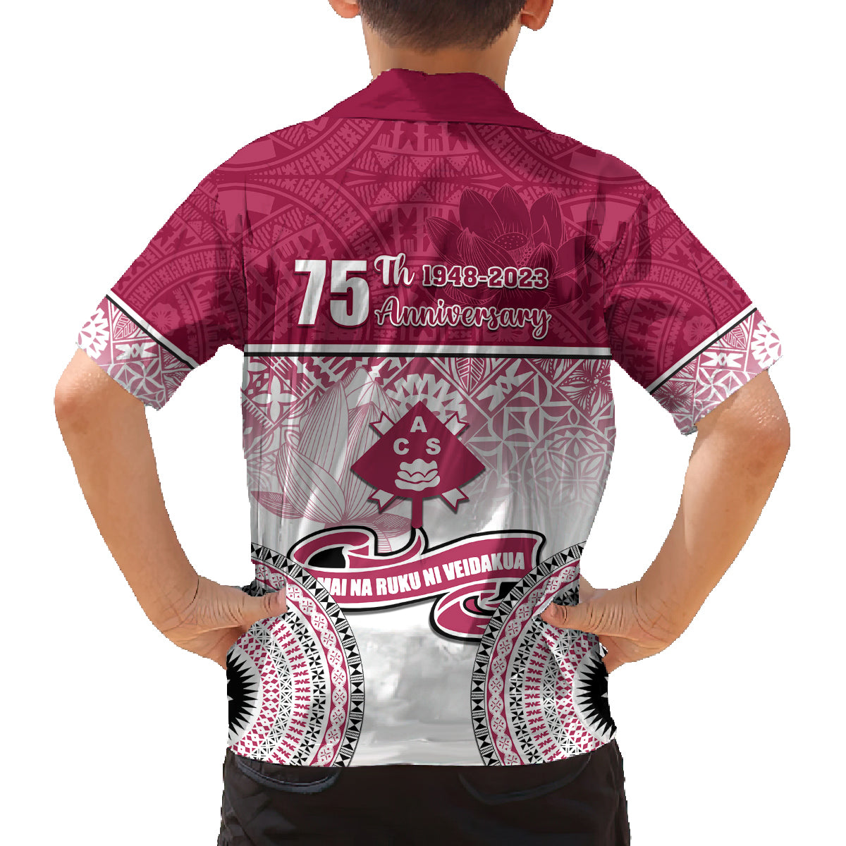 Adi Cakobau School Family Matching Off Shoulder Maxi Dress and Hawaiian Shirt 75th Anniversary LT05 - Polynesian Pride