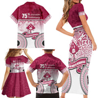 Adi Cakobau School Family Matching Short Sleeve Bodycon Dress and Hawaiian Shirt 75th Anniversary LT05 - Polynesian Pride