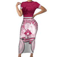 Adi Cakobau School Family Matching Short Sleeve Bodycon Dress and Hawaiian Shirt 75th Anniversary LT05 Mom's Dress Pink - Polynesian Pride