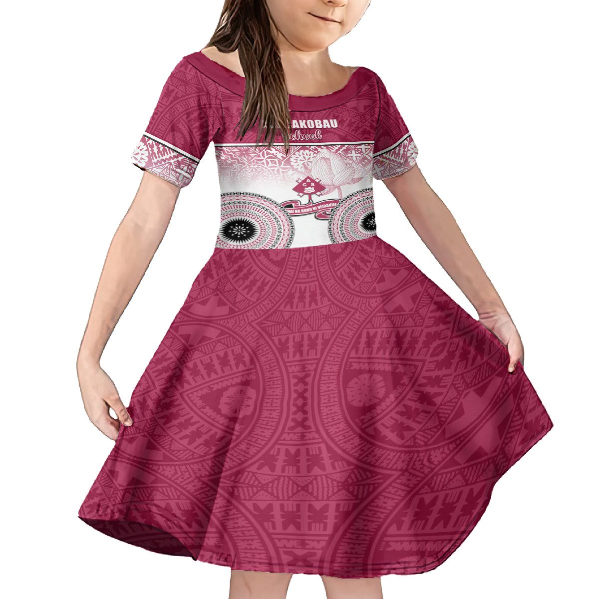 Adi Cakobau School Family Matching Summer Maxi Dress and Hawaiian Shirt 75th Anniversary LT05 Daughter's Dress Pink - Polynesian Pride