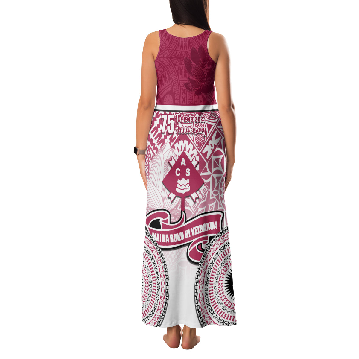 Adi Cakobau School Family Matching Tank Maxi Dress and Hawaiian Shirt 75th Anniversary LT05 - Polynesian Pride