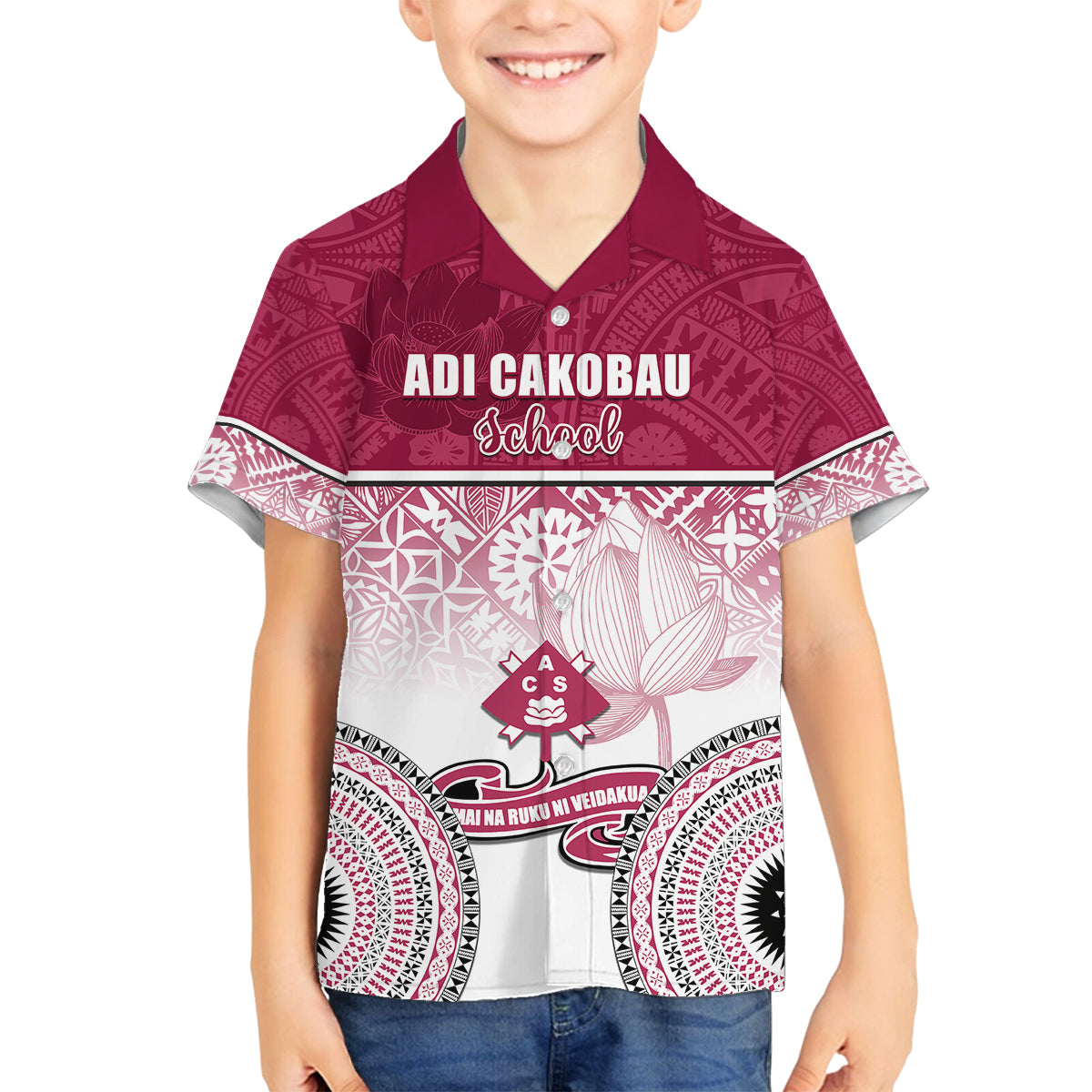 Adi Cakobau School Family Matching Tank Maxi Dress and Hawaiian Shirt 75th Anniversary LT05 Son's Shirt Pink - Polynesian Pride
