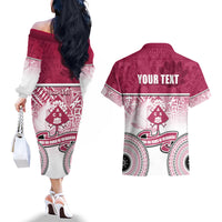 Personalized Adi Cakobau School Couples Matching Off The Shoulder Long Sleeve Dress and Hawaiian Shirt With Fijian Tapa Pattern LT05 - Polynesian Pride