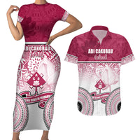 Personalized Adi Cakobau School Couples Matching Short Sleeve Bodycon Dress and Hawaiian Shirt With Fijian Tapa Pattern LT05 Pink - Polynesian Pride