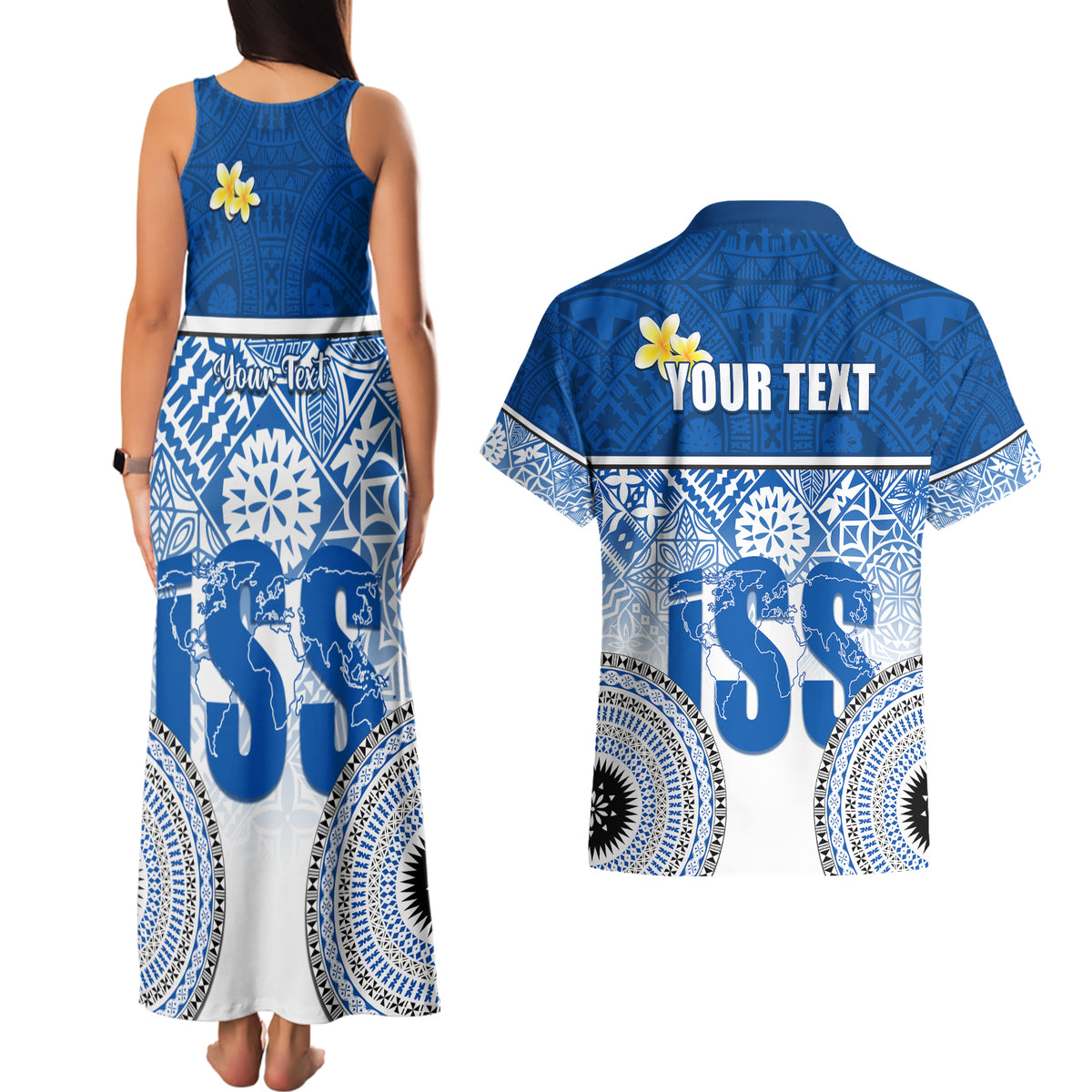 Personalized International School Suva Couples Matching Tank Maxi Dress and Hawaiian Shirt With Fijian Tapa Pattern LT05 - Polynesian Pride