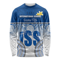 Personalized International School Suva Long Sleeve Shirt With Fijian Tapa Pattern LT05 Unisex Blue - Polynesian Pride