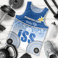 Personalized International School Suva Men Tank Top With Fijian Tapa Pattern LT05 Blue - Polynesian Pride