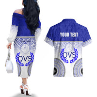 Personalized Queen Victoria School Couples Matching Off The Shoulder Long Sleeve Dress and Hawaiian Shirt With Fijian Tapa Pattern LT05 - Polynesian Pride