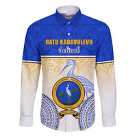 Personalized Ratu Kadavulevu School Family Matching Tank Maxi Dress and Hawaiian Shirt With Fijian Tapa Pattern LT05 Dad's Shirt - Long Sleeve Blue - Polynesian Pride