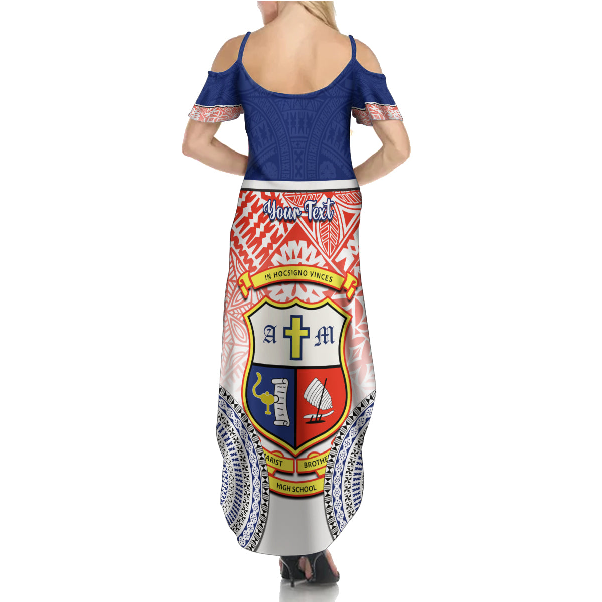Personalized Marist Brothers High School Family Matching Summer Maxi Dress and Hawaiian Shirt With Fijian Tapa Pattern LT05 - Polynesian Pride