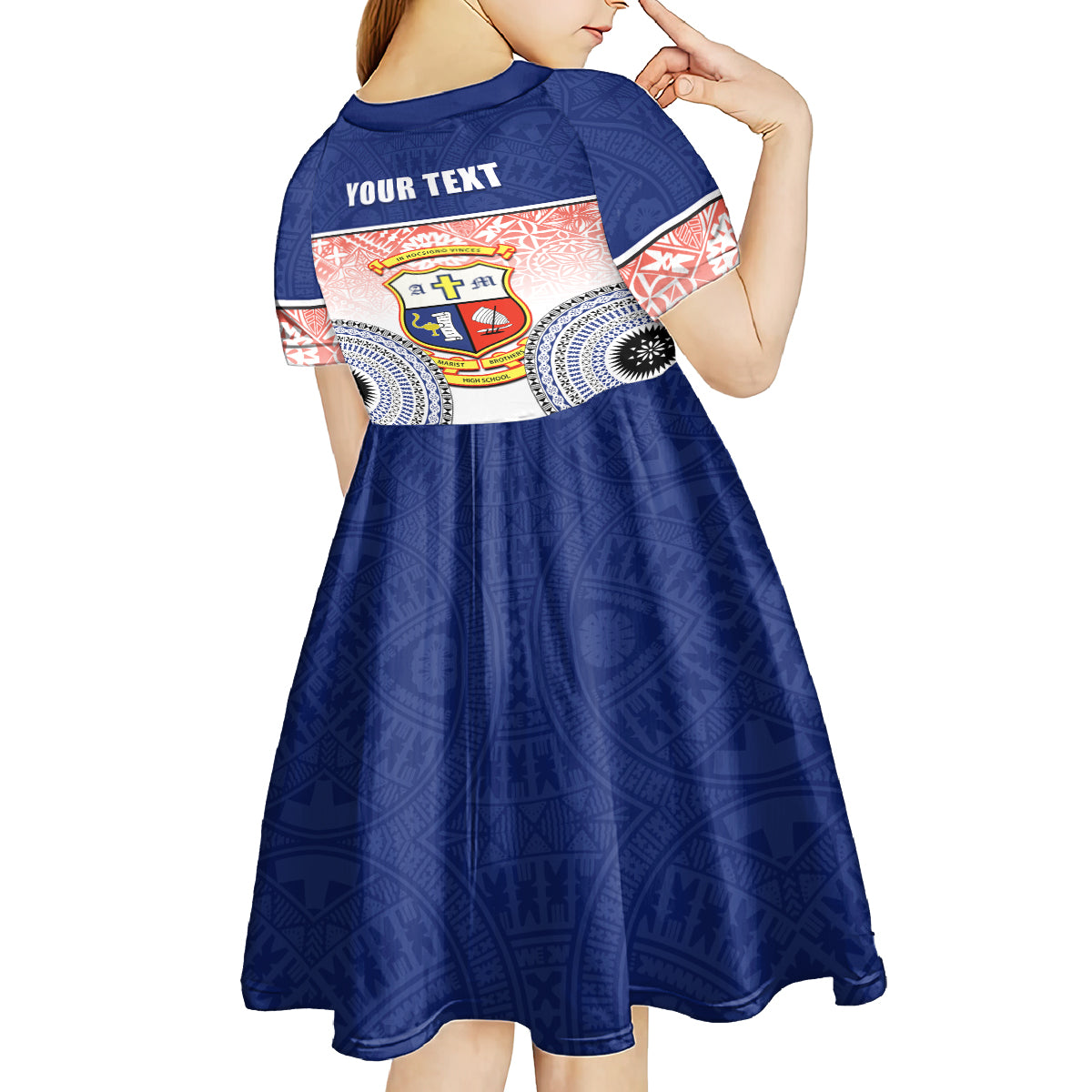 personalized-marist-brothers-high-school-kid-short-sleeve-dress-with-fijian-tapa-pattern