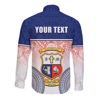 Personalized Marist Brothers High School Long Sleeve Button Shirt With Fijian Tapa Pattern LT05 - Polynesian Pride