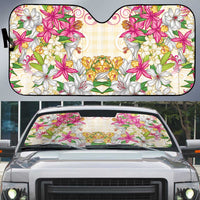 Hawaii Palaka Auto Sun Shade Yellow Tribal Pattern With Tropical Flowers LT05 Yellow - Polynesian Pride