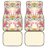 Hawaii Palaka Car Mats Yellow Tribal Pattern With Tropical Flowers LT05 - Polynesian Pride