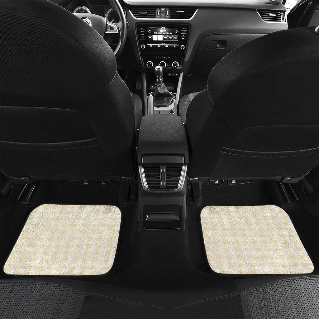 Hawaii Palaka Car Mats Yellow Tribal Pattern With Tropical Flowers LT05 Set 2pcs - Back Yellow - Polynesian Pride