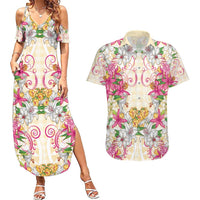 Hawaii Palaka Couples Matching Summer Maxi Dress and Hawaiian Shirt Yellow Tribal Pattern With Tropical Flowers LT05 Yellow - Polynesian Pride