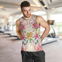 Hawaii Palaka Men Tank Top Yellow Tribal Pattern With Tropical Flowers LT05 Yellow - Polynesian Pride