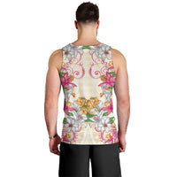 Hawaii Palaka Men Tank Top Yellow Tribal Pattern With Tropical Flowers LT05 - Polynesian Pride