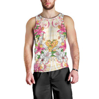 Hawaii Palaka Men Tank Top Yellow Tribal Pattern With Tropical Flowers LT05 - Polynesian Pride