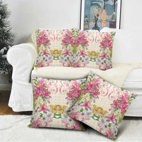 Hawaii Palaka Pillow Cover Yellow Tribal Pattern With Tropical Flowers - Polynesian Pride