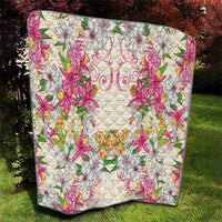 Hawaii Palaka Quilt Yellow Tribal Pattern With Tropical Flowers - Polynesian Pride