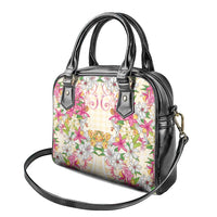 Hawaii Palaka Shoulder Handbag Yellow Tribal Pattern With Tropical Flowers - Polynesian Pride