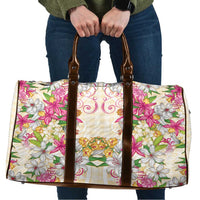 Hawaii Palaka Travel Bag Yellow Tribal Pattern With Tropical Flowers - Polynesian Pride