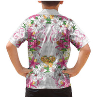 Hawaii Palaka Family Matching Mermaid Dress and Hawaiian Shirt White Tribal Pattern With Tropical Flowers LT05 - Polynesian Pride