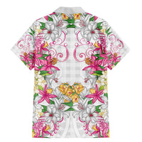 Hawaii Palaka Family Matching Mermaid Dress and Hawaiian Shirt White Tribal Pattern With Tropical Flowers LT05 - Polynesian Pride