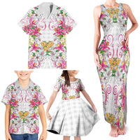 Hawaii Palaka Family Matching Tank Maxi Dress and Hawaiian Shirt White Tribal Pattern With Tropical Flowers LT05 - Polynesian Pride