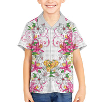 Hawaii Palaka Hawaiian Shirt White Tribal Pattern With Tropical Flowers - Polynesian Pride