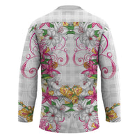 Hawaii Palaka Hockey Jersey White Tribal Pattern With Tropical Flowers LT05 - Polynesian Pride