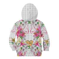 Hawaii Palaka Kid Hoodie White Tribal Pattern With Tropical Flowers LT05 - Polynesian Pride