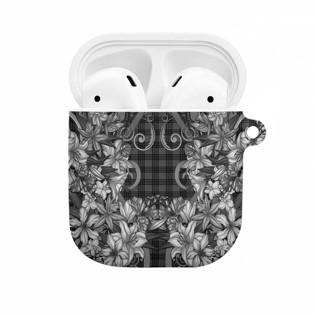 Hawaii Palaka AirPods Case Black Tribal Pattern With Tropical Flowers LT05 Black - Polynesian Pride